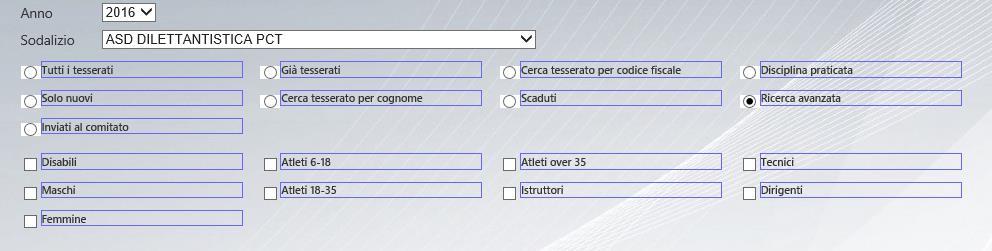 sodalizio nell anno selezionato 2) Solo nuovi (tesserati che non sono ancora stati inviati al comitato) 3) Inviati al comitato (tesserati di cui non è ancora avvenuta la stampa della tessera) 4) Già