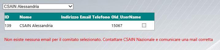 A questo punto il comitato può scegliere di utilizzare il vecchio username (utilizzato nelle precedenti