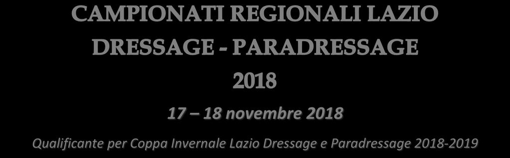 Assoluto E - 200,00 in Campionato Paradressage RIMBORSI QUOTE ISCRIZIONI Comitato Regionale FISE Lazio tot.