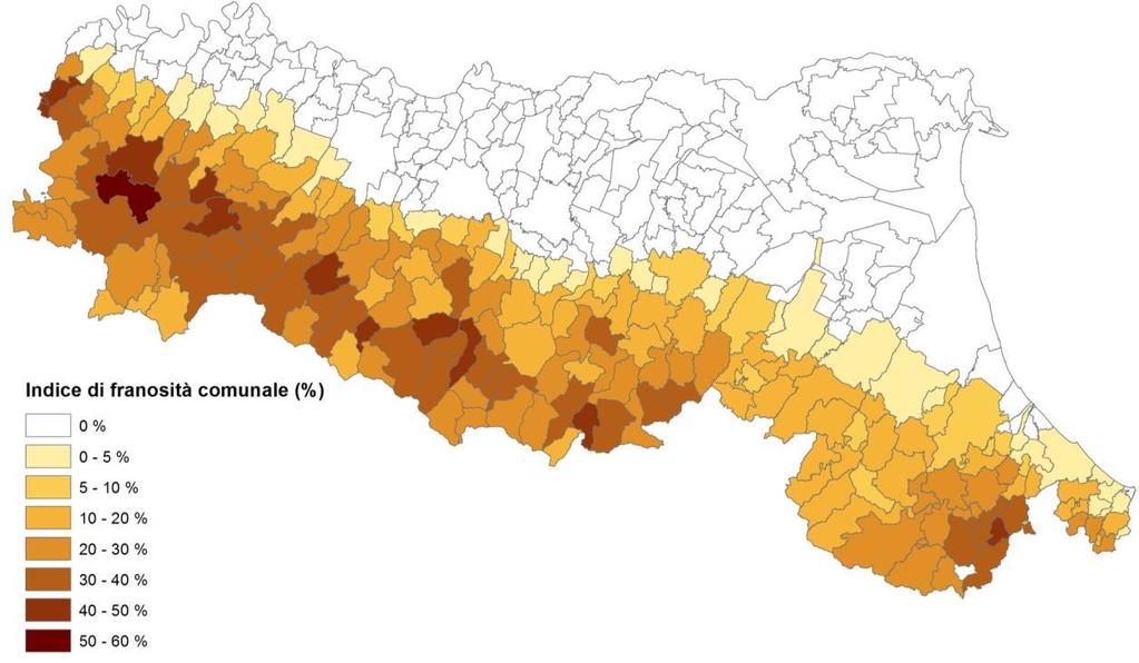 000 frane censite per una superficie pari al 12% del territorio regionale > 9000