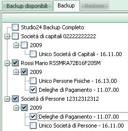Creazione di un Backup Parziale: una specifica attività per più soggetti Dalla scheda Backup disponibili l utente preme il tasto del gruppo Comandi.