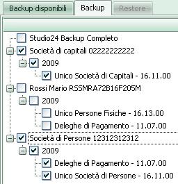 Creazione di un Backup Parziale: più soggetti e relative attività gestionali Dalla scheda Backup disponibili l utente preme il tasto del gruppo Comandi.