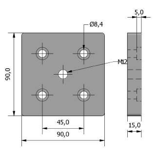 FLANGIA 90x90 M12 J2803 alluminio NOTE