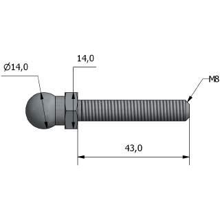 STELO ZN M08x3 - SFERA Ø14 JS1 acciaio zincato A richiesta versione inox classe A2 NOTE Per il livellamento