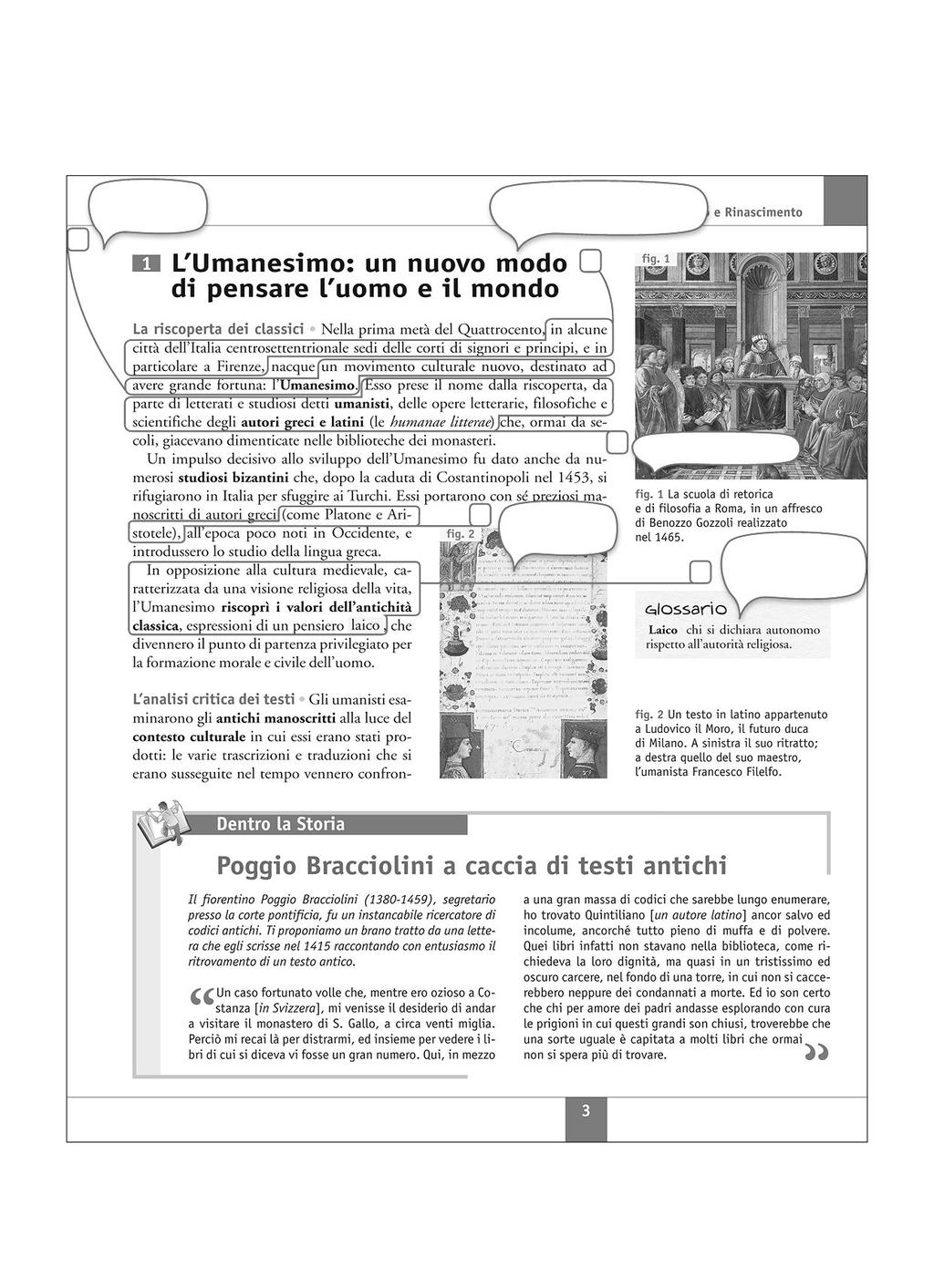 2. inserisci nel margine, per ogni risposta evidenziata, una o più parole - chiave, che potrai poi utilizzare per costruire la tua mappa.