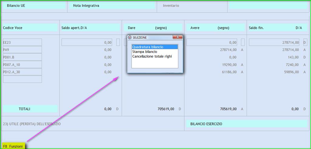 Generazione Bilancio per Winbalance Bilancio SB Stampa Bilancio UE In questa funzione è possibile effettuare la stampa del Bilancio UE e la predisposizione del file per Winbalance.