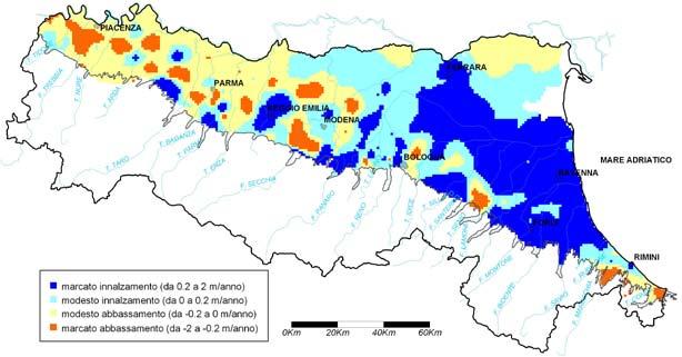 GESTIONE DELLE QUALITÀ RISORSE DELL ARIA IDRICHE Dati Figura 9: Distribuzione della variazione media annua della piezometria in Emilia-Romagna (anno 2008) 100% Var.