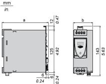 Disegni dimensionali Alimentatori modalità interruttore regolato Dimensioni ABL 8 a in mm a in pollici b in mm b in pollici RPS24030 120 4,72