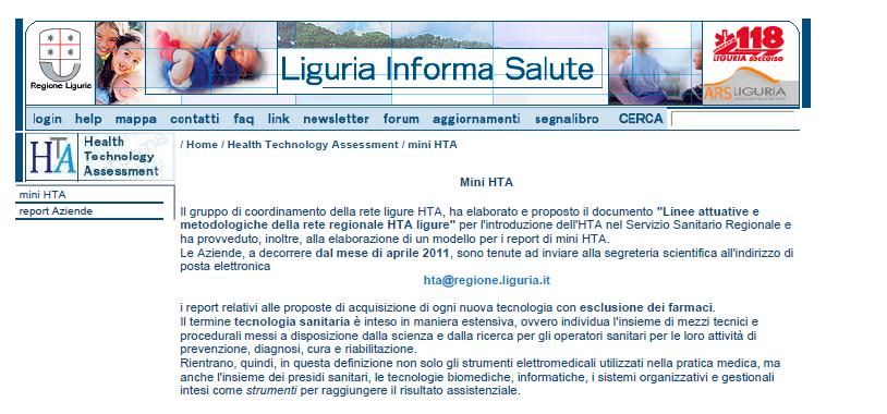 HTA in Regione Liguria