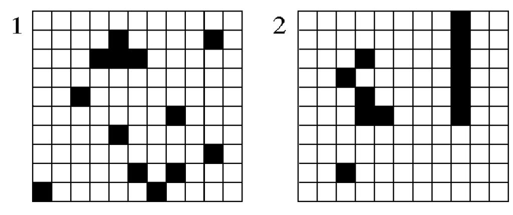 RSA0041 Quanti sono i quadretti neri rispettivamente presenti nelle strutture 1 e 2? a) 13 e 12. b) 12 e 11. c) 10 e 11. d) 13 e 14.
