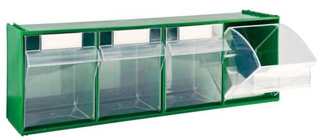 Madia 3 ha 5 cassetti trasparenti e struttura verde. 410625-10111 cm.