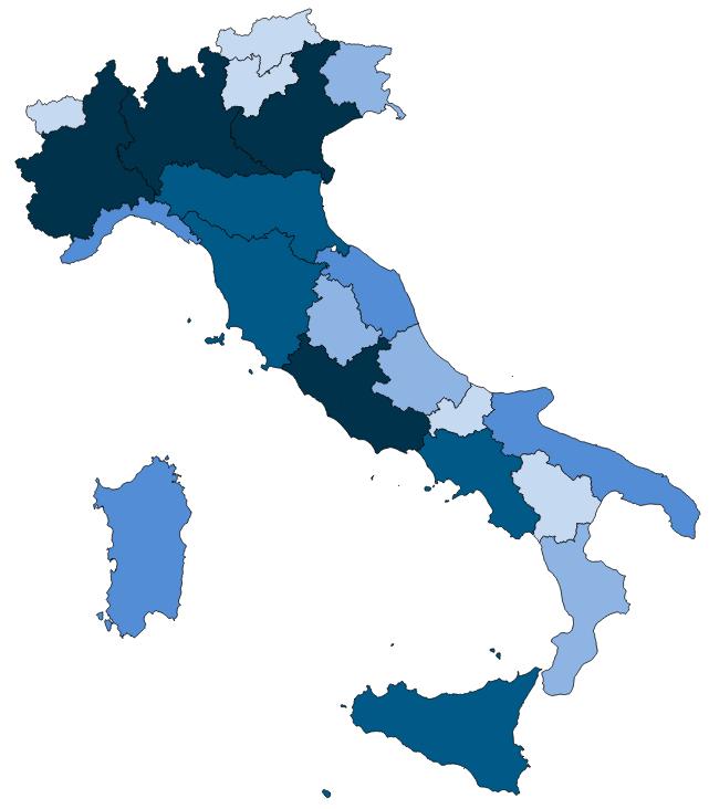 Il non profit sul territorio Si conferma la concentrazione delle istituzioni non profit nell Italia settentrionale dove è presente più della metà delle unità; la Lombardia e il Veneto restano le