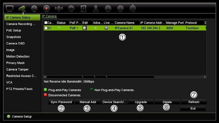 Capitolo 10: Configurazione telecamera Figura 19: La finestra della telecamera IP Tabella 11: Descrizione della finestra Telecamera IP Opzione Descrizione 1.