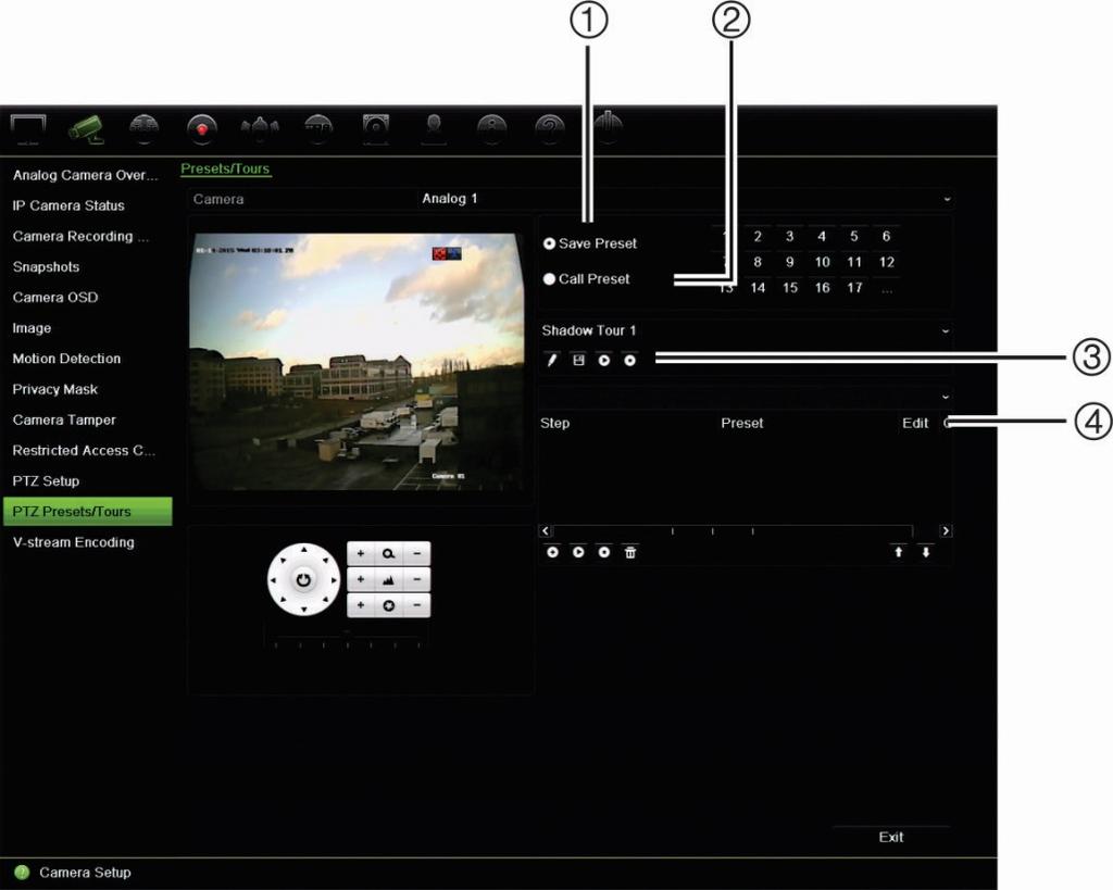 Capitolo 10: Configurazione telecamera Tour e preset PTZ I preset sono posizioni predefinite di una telecamera dome PTZ.