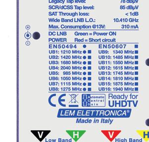 .. 90 LIVELLI USCIT DERIVT SCR/dCSS (per transponder) dμv 85 LIVELLI USCIT DERIVT (per transponder) dμv 78 PERDIT DI PSSGGIO IF-ST d 2 COMMUTZIONE LEGCY 13/18 22KHZ FREQUENZ O.L. GHz 10.