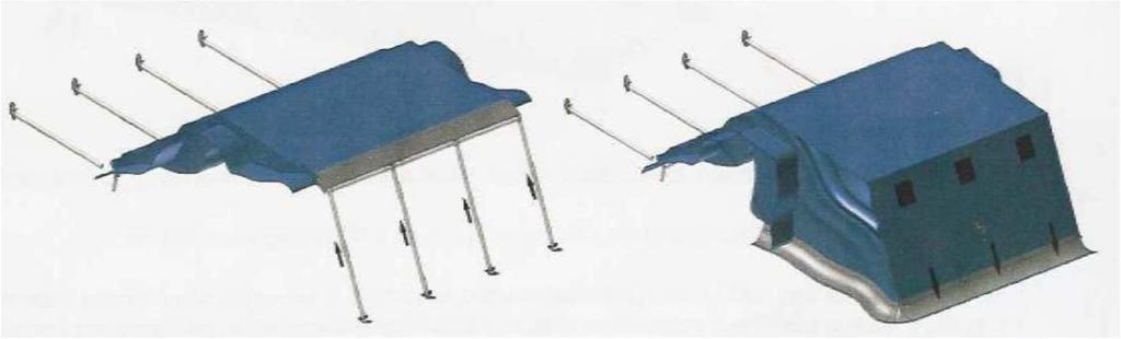 5) Montaggio delle gambe della tenda.
