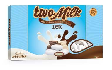 TWO MILK Confezioni da 1 kg 112 TWO MILK CLASSICO Un anima di cioccolato bianco avvolta da uno strato di cioccolato al latte ricoperto da un sottile strato di zucchero.