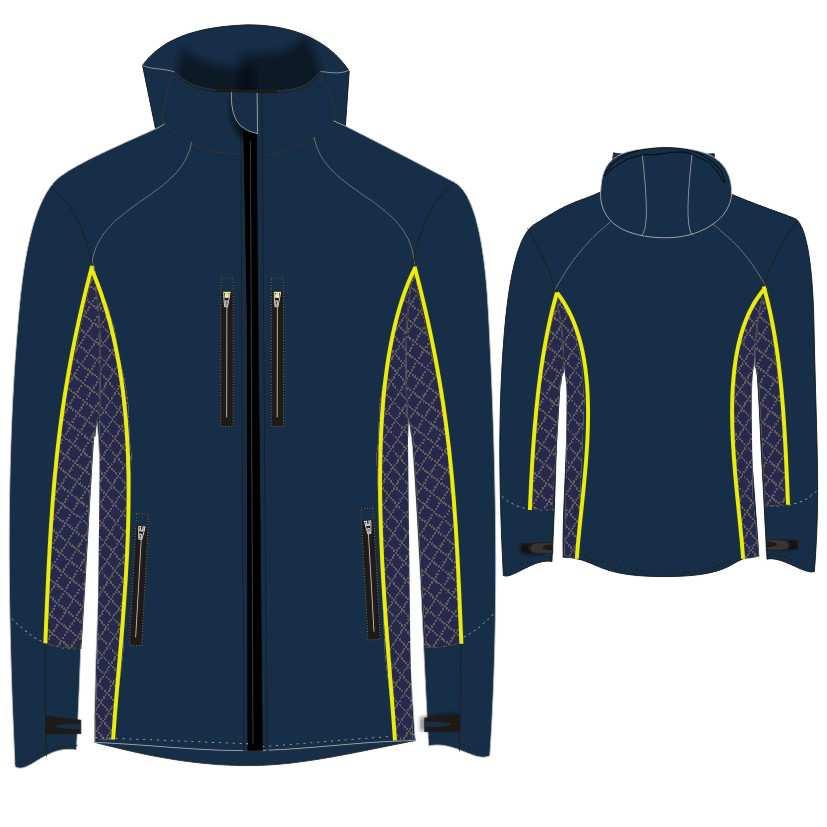 DEER94GMGTPL-38P37 DEER94 GIACCA GUSCIO SFODERATO IMPERMEABILE CONFORT STRETCH - COL. BLU CON PROFILI/FILETTI GIALLO FLUO TESSUTI GORE-TEX TWILL 2/2 100% PL LAMINATA PTFE + MAGLINO 100%PA PESO GR.