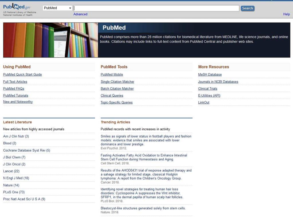 Le banche dati: PUBMED PubMed è una risorsa gratuita della National Library of Medicine (USA).