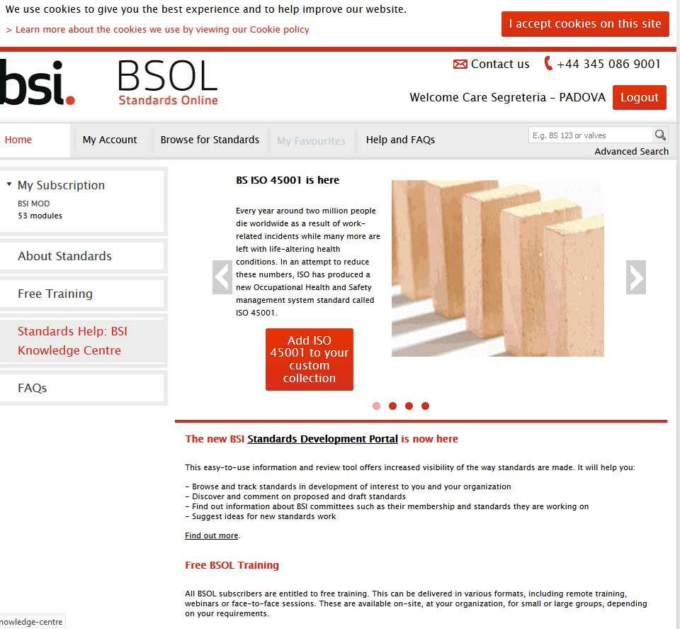 Le banche dati: BSOL Portale online della normativa British Standard.