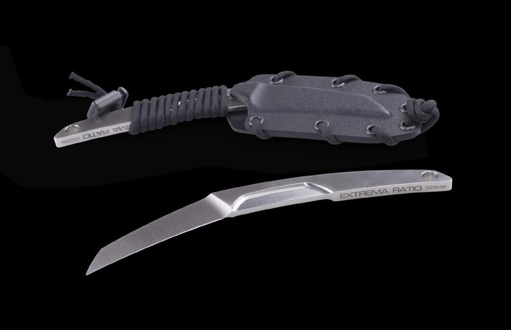 N.K. STEEL TALON NECK KNIVES NECK KNIVES Coltello con struttura monolitica che consente l utilizzo per colpi da taglio molto efficaci, è fornito di fodero in Kydex a sgancio rapido con paracord per