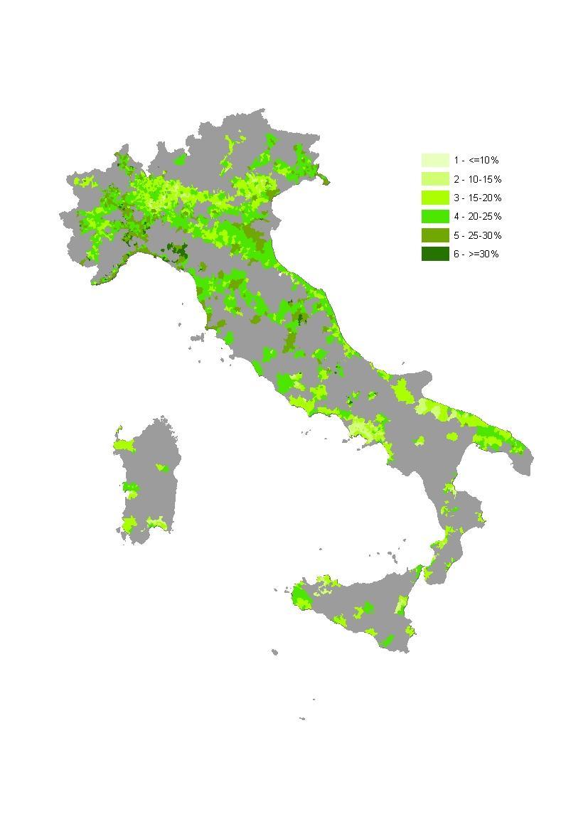 Italia Quota della popolazione anziana sul totale della popolazione 2011 Fonte: ISTAT Censimento della popolazione 2011 Centri 20,7% Aree