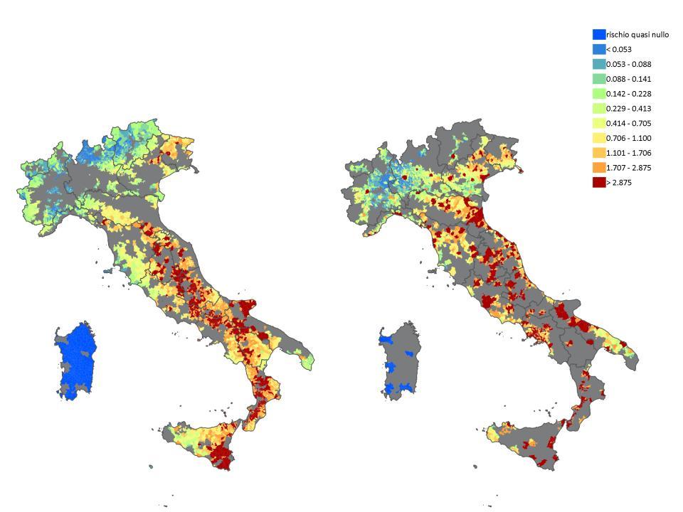Italia Rischio sismico Fonte: Dipartimento Protezione Civile Indicatore di rischio per la vita umana per