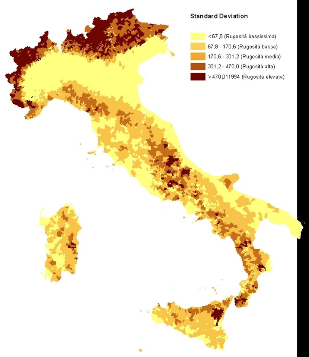 Indice di Rugosità Fonte: Elaborazione Istat su un