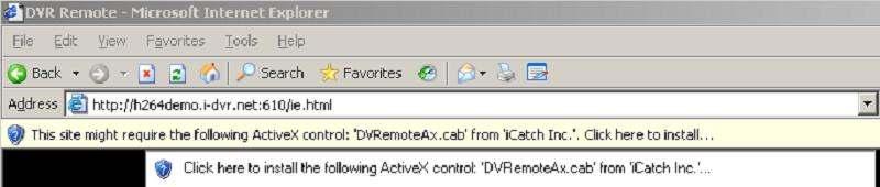 5-4 Visualizzazione e gestione DVR via Internet Explorer Attraverso questa funzione è possibile visualizzare il DVR come browser senza scaricare
