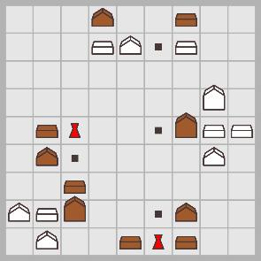 fig. 6 Considerando la configurazione qui illustrata, mettiamo che il Bianco abbia appena riposizionato un architetto e che ora debba costruire.