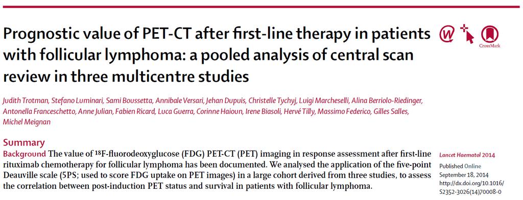 Trotman et al. Lancet Hematol. 2014, September.