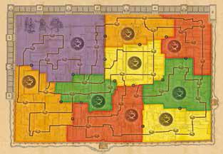 PREPARAZIONE DEL GIOCO Il lato anteriore del tabellone raffigura la mappa Confini Contesi, la quale è adatta per partite da 3 a 5 giocatori.
