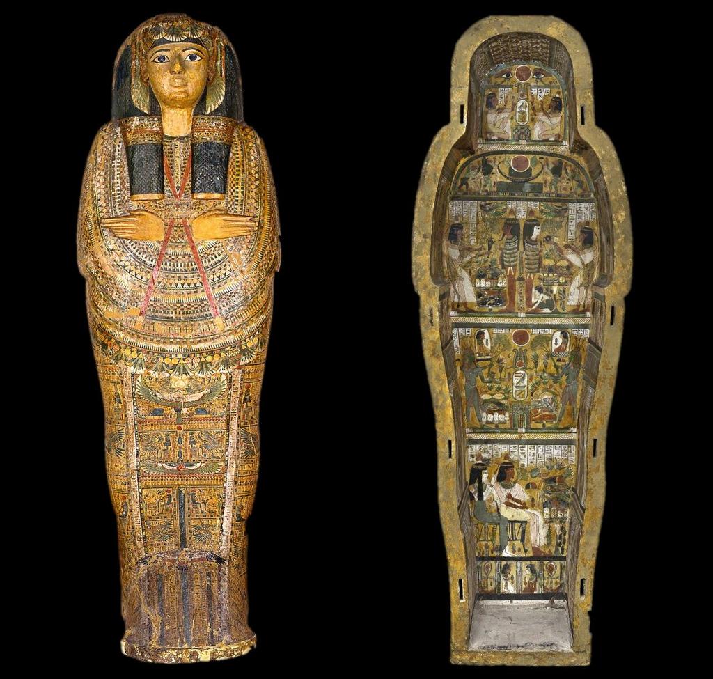 IL SARCOFAGO DI DJEDMUT Il sarcofago di Djedmut è utilizzato da un fondo giallo della decorazione, simbolo di eterna