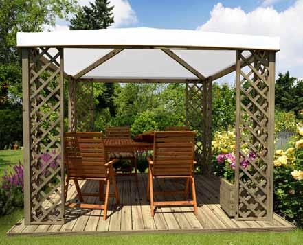 Gazebo FOX Pocket Dimensioni e colori disponibili impregnato noce ral 8008 grigio ral 7046 verde ral 6021 dim. cm cod.