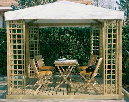 Gazebo LEON Pocket Dimensioni e colori disponibili impregnato noce ral 8008 grigio ral 7046 verde ral 6021 dim. cm cod.