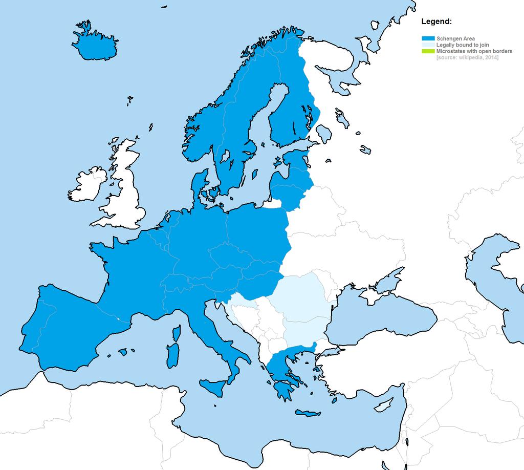 Cosa succede in Europa L area Schengen è frutto di impegno anche politico: io apro le frontiere interne se tu proteggi quelle esterne.