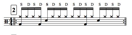 Variazione D) Accompagnamento a sedicesimi iniziando con la sinistra: Variazione E) come D