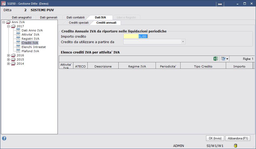 6) RIPORTO CREDITO IVA ANNO PRECEDENTE Nel caso in cui per l esercizio in chiusura, la liquidazioni IVA del mese di dicembre sia risultata a credito e si voglia riportare il credito a gennaio del