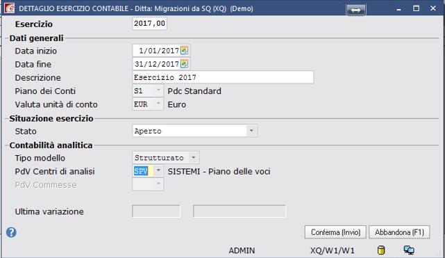 1) CREAZIONE NUOVO ESERCIZIO CONTABILE Configurazione Esercizi e chiusure Esercizi L esercizio, la data di inizio e fine esercizio vengono proposti dalla procedura Sul nuovo