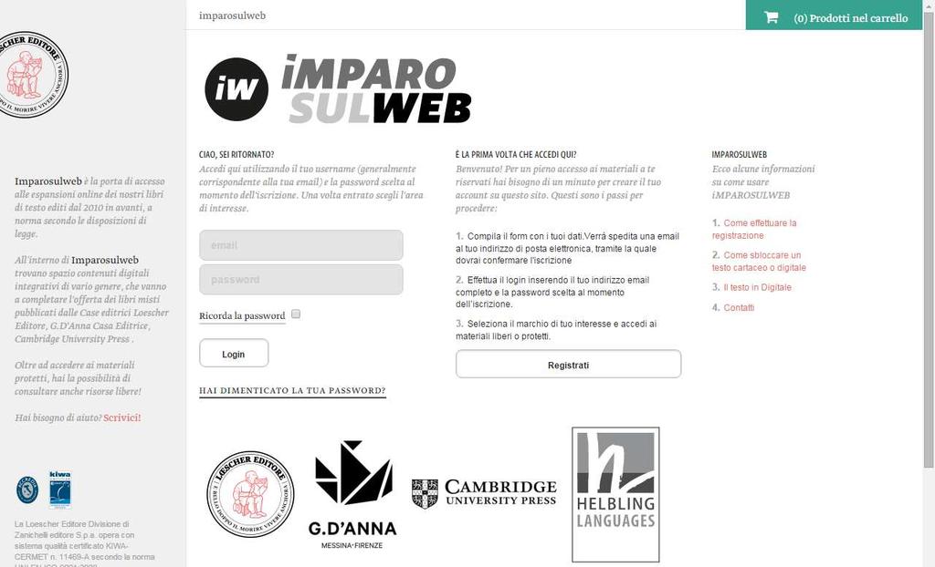 eu: All interno del portale Imparosulweb sono raccolti i materiali pubblicati dalle Case editrici Loescher Editore, G.