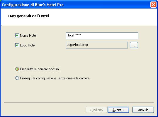 4 Configurare Blue s Hotel Pro 1) Lanciare Blue s Hotel Pro 2) Se la configurazione non si avvia in automatico, dal menu File selezionare la voce Configurazione 3) Come mostrato nell immagine