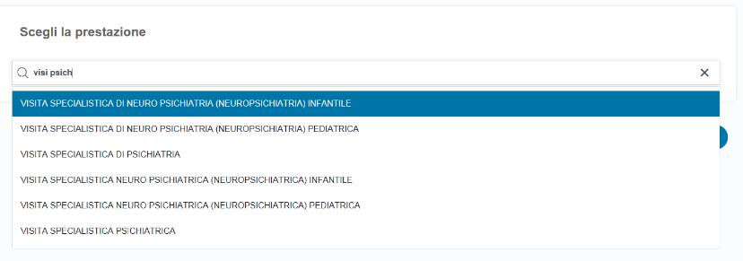 Una volta scelta la persona dovrai indicare la tipologia di prestazione di cui vuoi usufruire. Le tipologie di prestazioni possono cambiare in funzione dell opzione da te scelta.