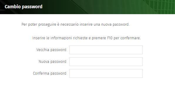 La password dovrà essere modificata al primo accesso dell utente.