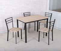 Set tavolo metallo bianco e laminato colore legno con tavolo
