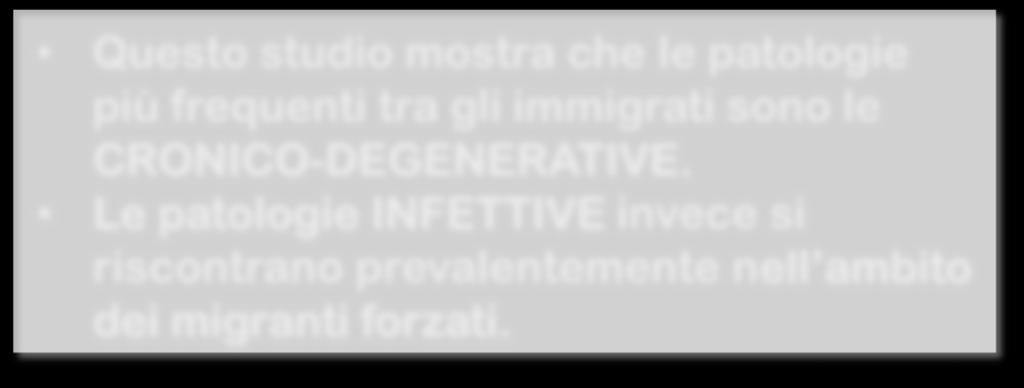 Le patologie INFETTIVE invece si riscontrano prevalentemente nell ambito dei