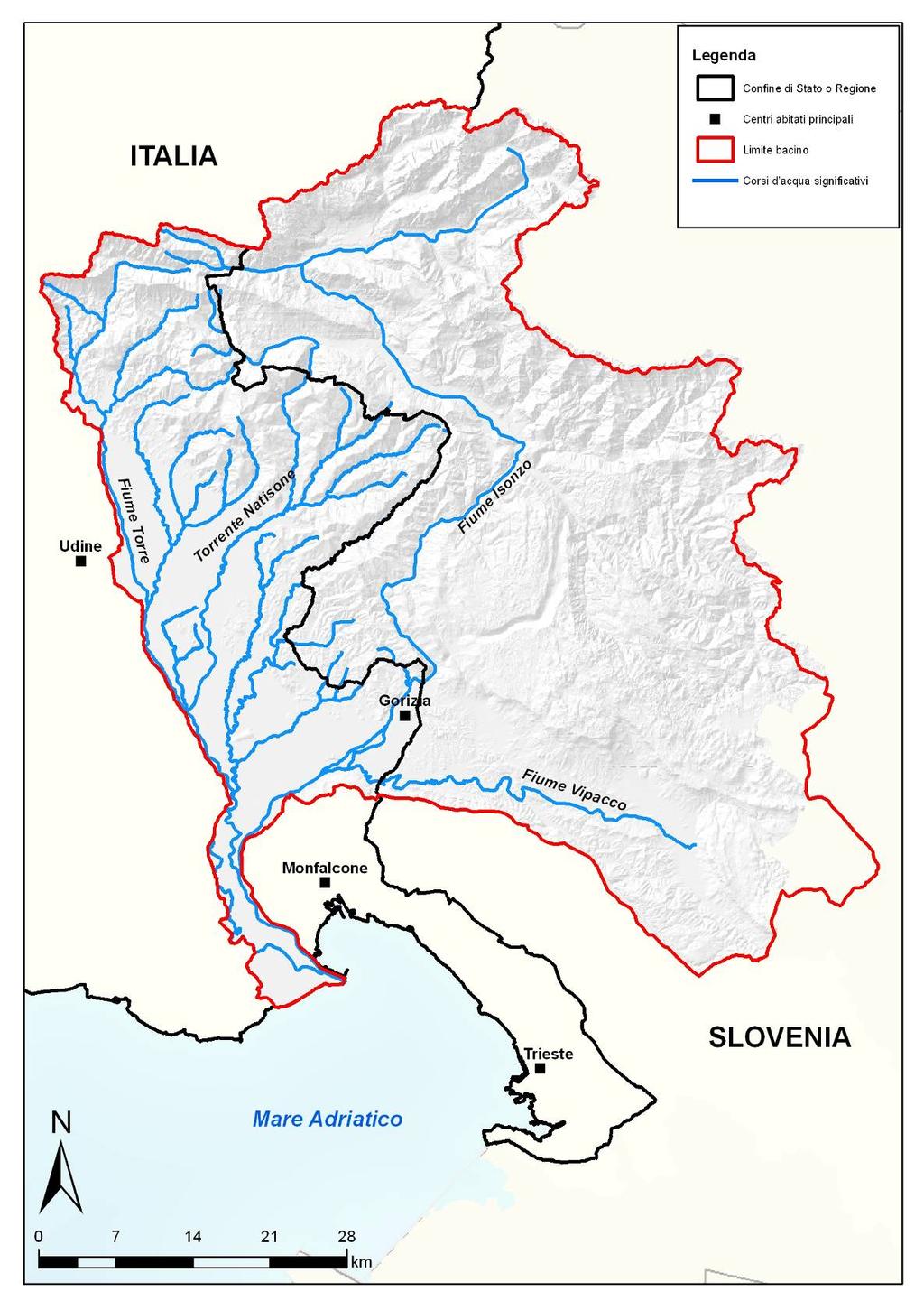 Figura 1.1: bacino del fiume Isonzo.