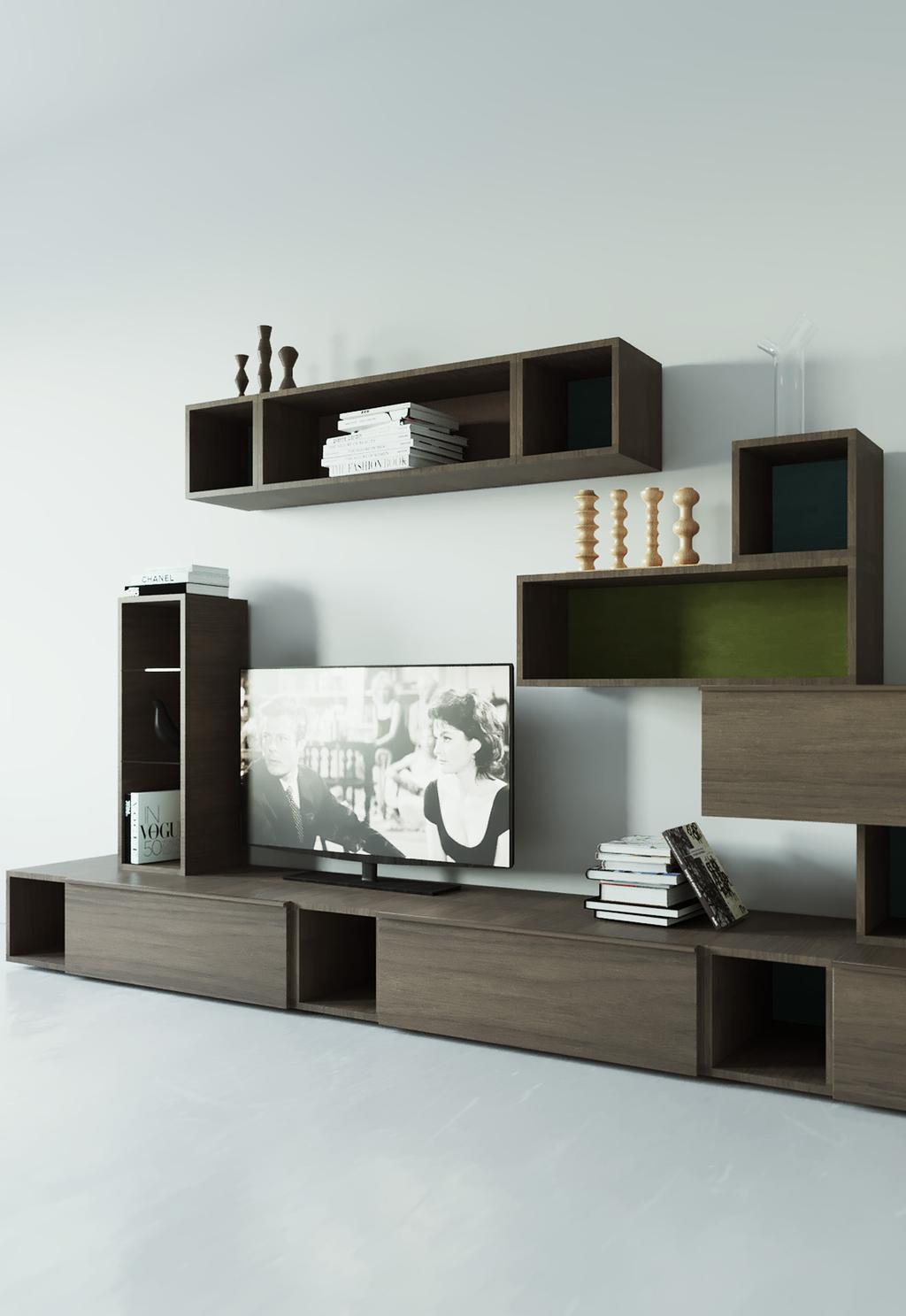SWING TV WALL UNIT Wall units equipped for living rooms or TV cabinets made to measure