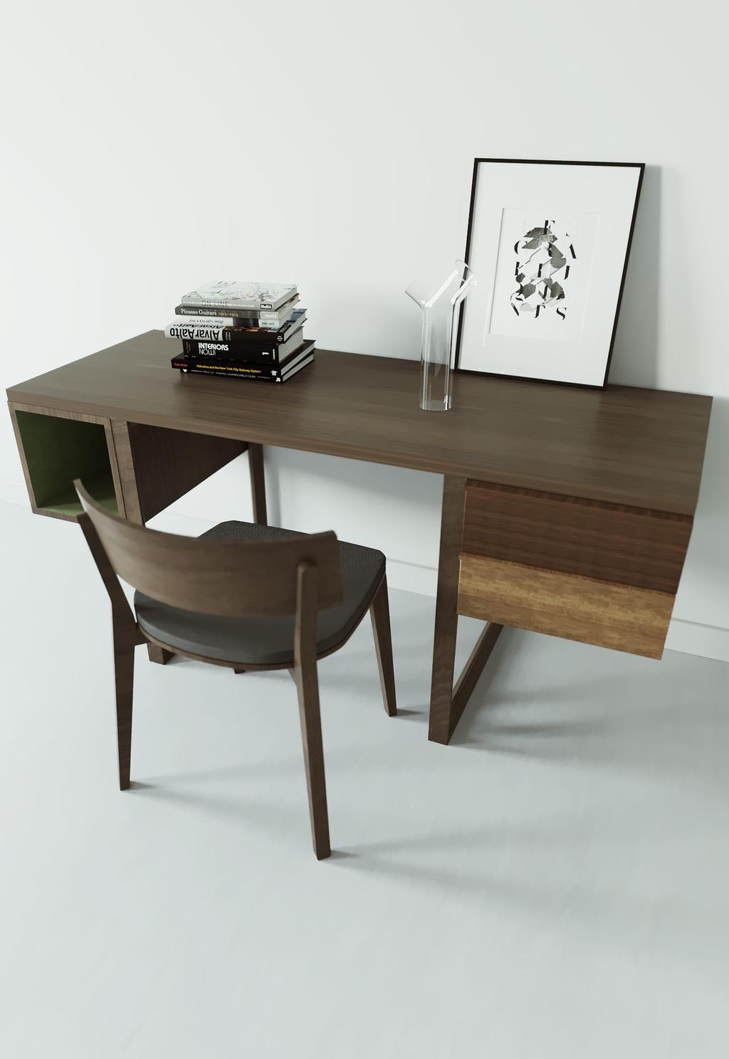 SWING DESK Essential and elegant writing desk with ash wood structure and