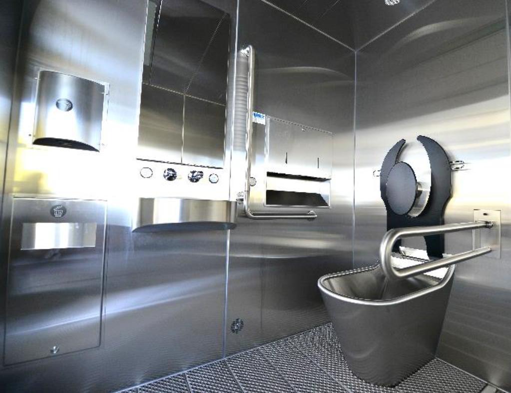 Il modulo WC Il modulo previsto è una cabina da toilette unisex per disabili e famiglie secondo SIA 500 delle dimensioni di ca. 180 x 200 cm.