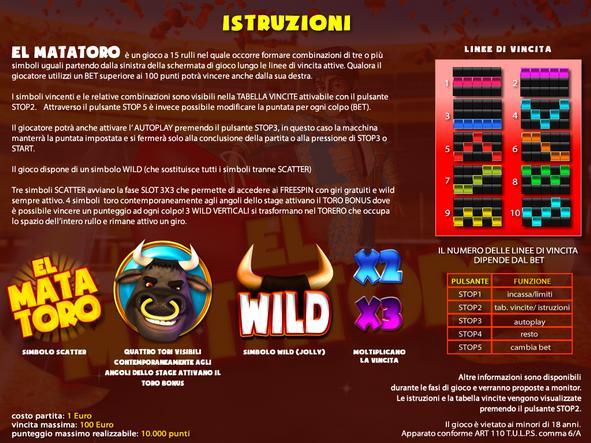 La schermata di gioco principale è rappresentata da una slot machine a 15 rulli.